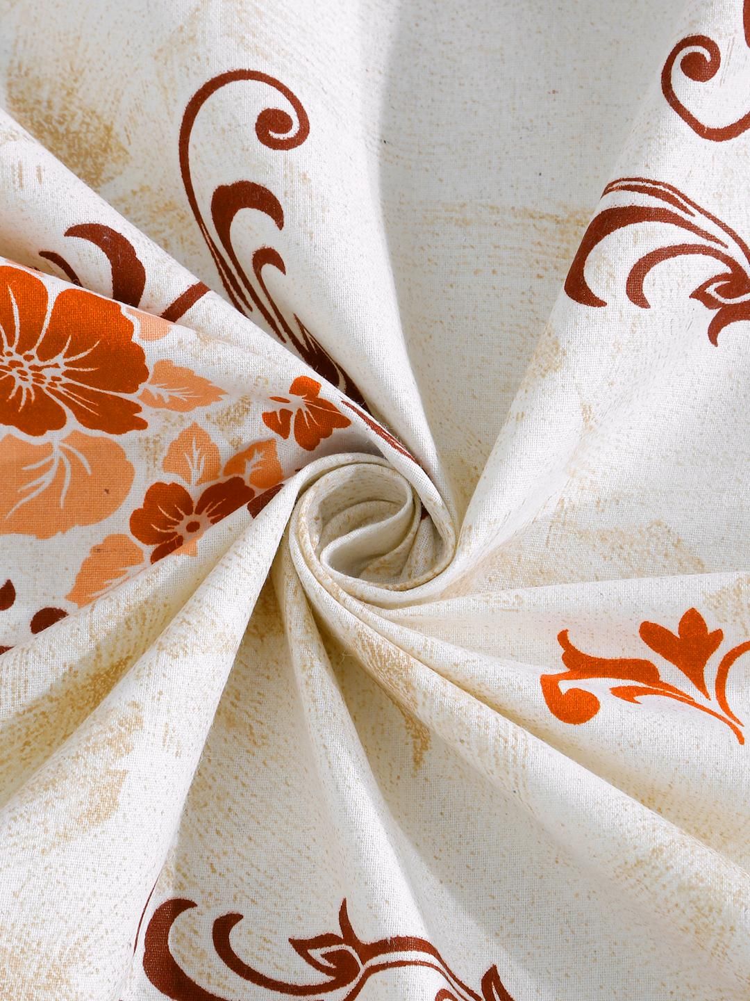 KLOTTHE Orange Floral Cotton Single Bedsheets