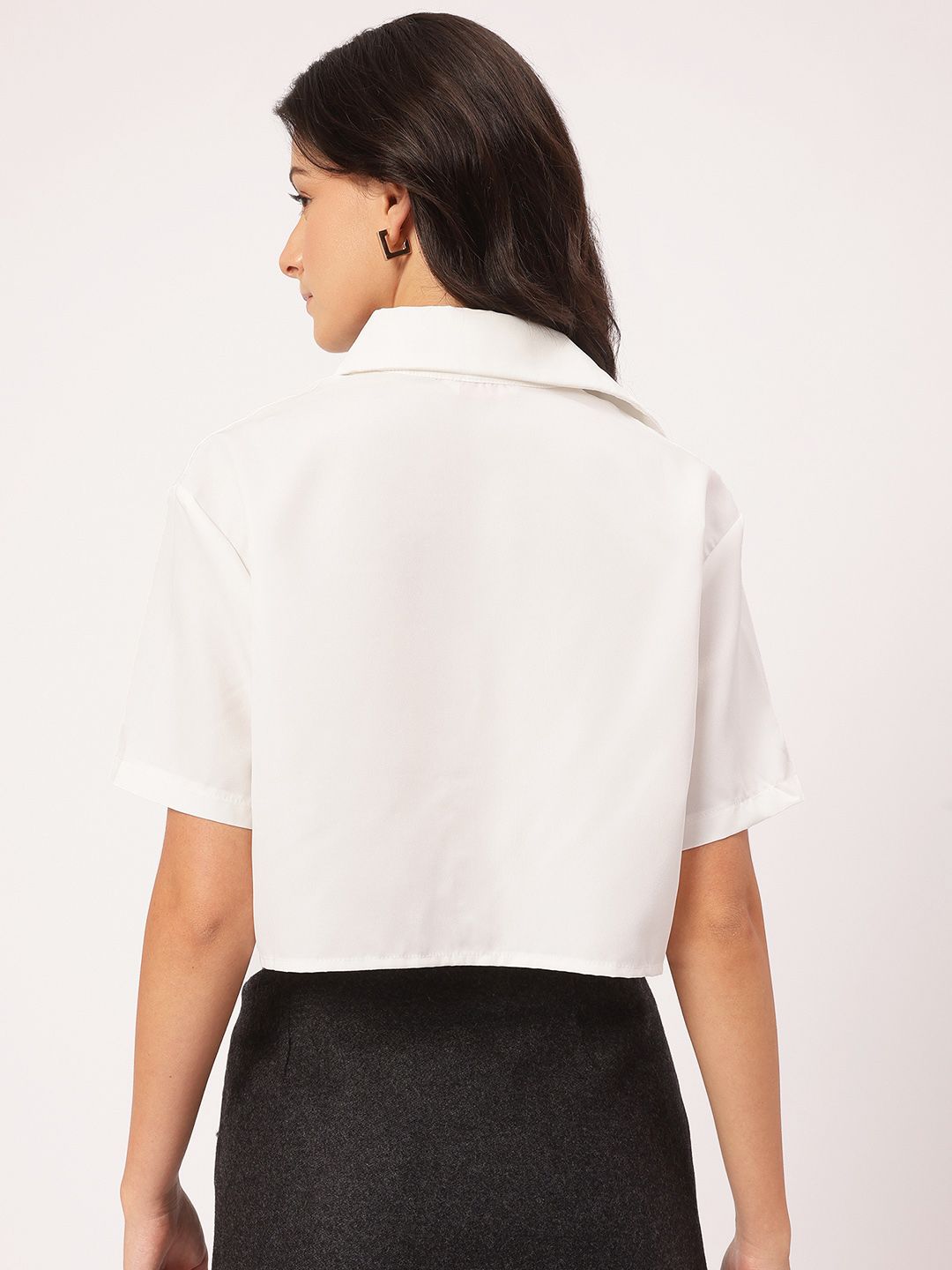 DressBerry Quirky Essentials Printed Crop Shirt