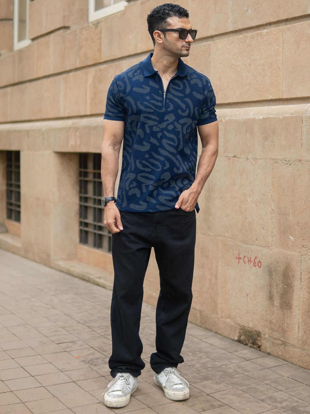 Powerlook SS25 Abstract Printed Polo Collar T-Shirt