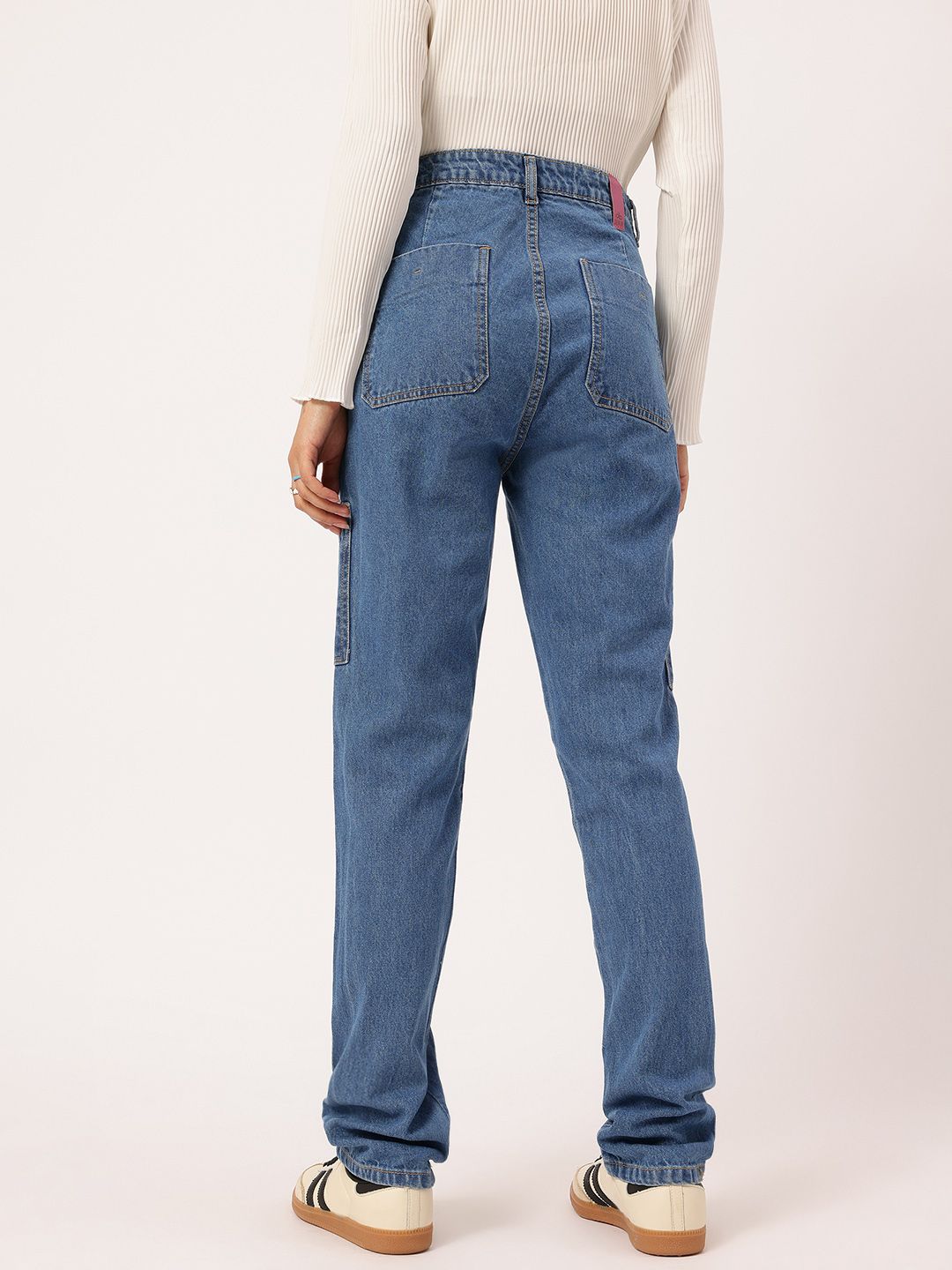 DressBerry Women Classic Panelled Straight Fit Cargo Style Jeans