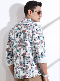 Thomas Scott Men Classic Slim Fit Opaque Printed Casual Shirt