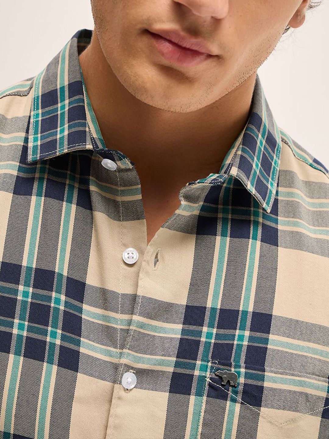 THE BEAR HOUSE Men Slim Fit Tartan Checks Casual Shirt