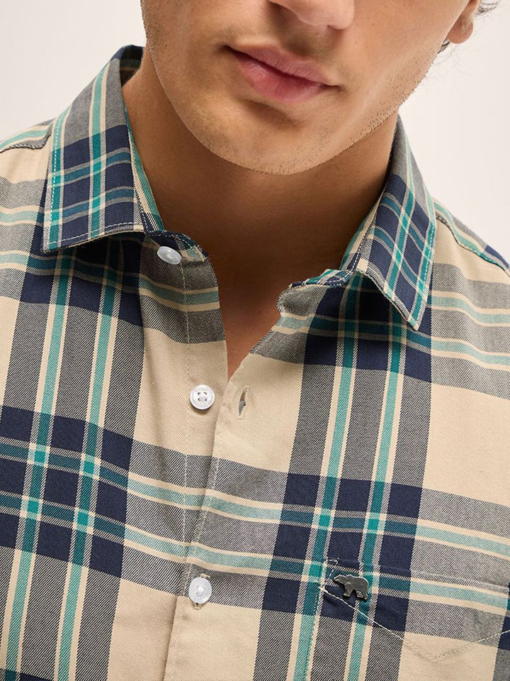 THE BEAR HOUSE Men Slim Fit Tartan Checks Casual Shirt