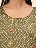 Kurta Lurus Kapas Tulen Bercetak Mamicha Bandhani dengan Palazzos & Dupatta