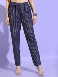Vishudh Women Striped Regular Pure Cotton Kurta with Palazzos & With Dupatta
