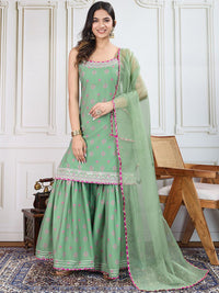 House of Pataudi Printed Kurti Sharara With Dupatta