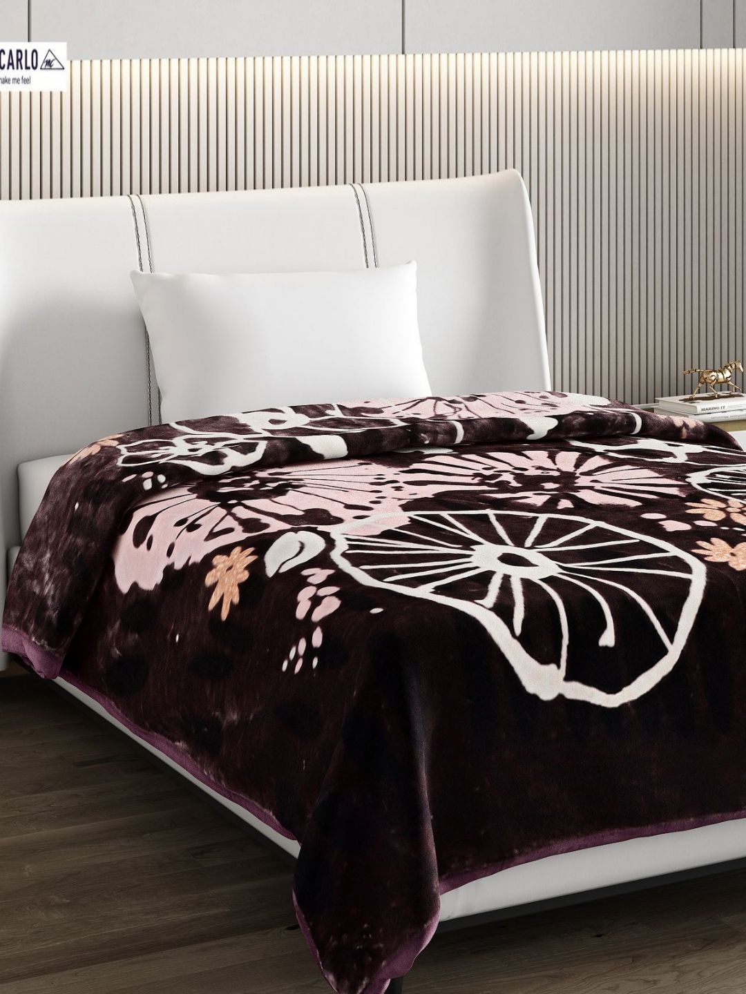 Monte Carlo Camel Brown & Pink Geometric Mild Winter 850 GSM Single Bed Blanket