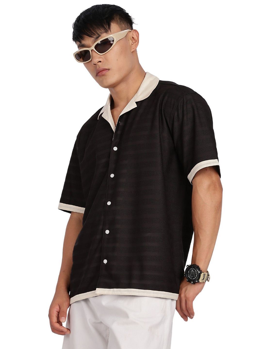 Eszett Cuban Collar Cotton Shirt