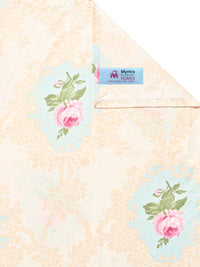 Myntra Elegant Homes Cream-Coloured & Pink Floral 300 TC King Bedsheet with 2 Pillow Covers