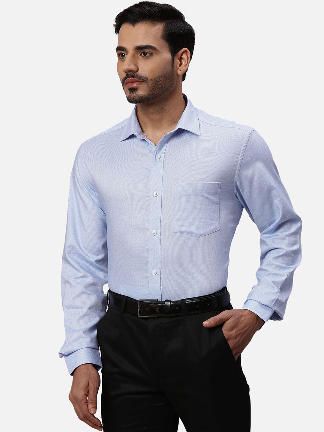 Park Avenue Men Spread Collar Textured Cotton Formal Shirt