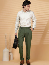 KLOTTHE Men Olive Lycra Formal Formal Trousers