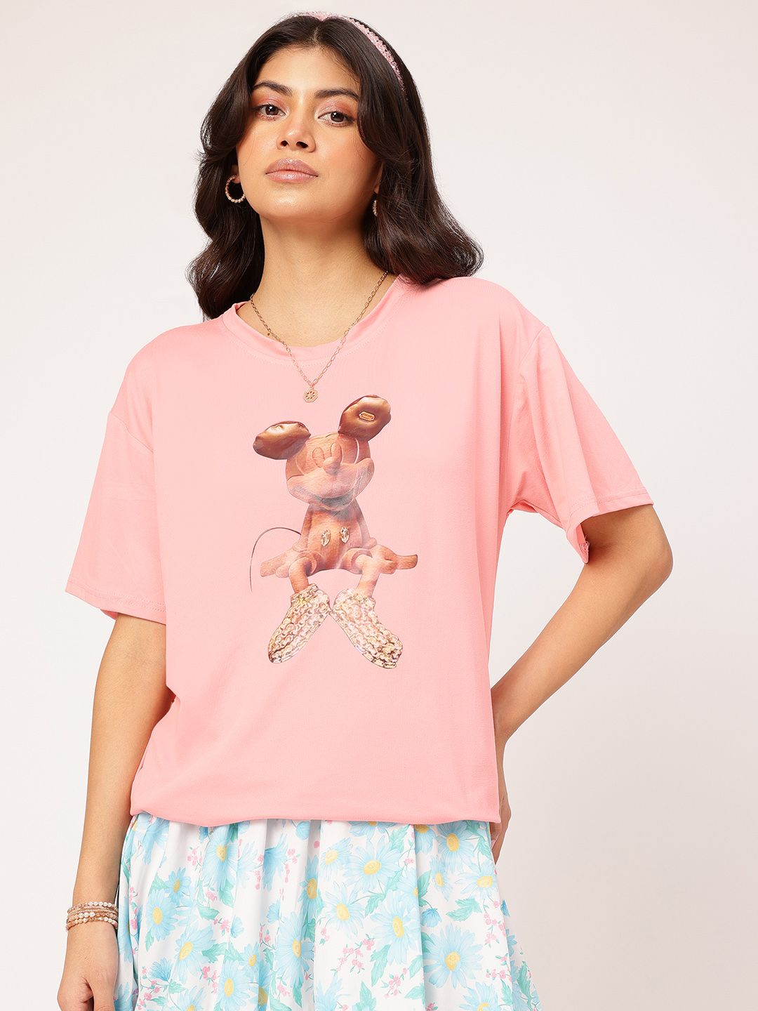 DressBerry Giggles Charm Printed Drop-Shoulder T-shirt