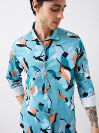 SPYKAR Men Slim Fit Conversational Printed Spread Collar Cotton Casual Shirt