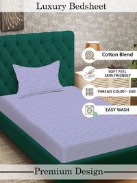 Aura Lavender & White Striped 300 TC Cadar Katil Single dengan 1 Sarung Bantal
