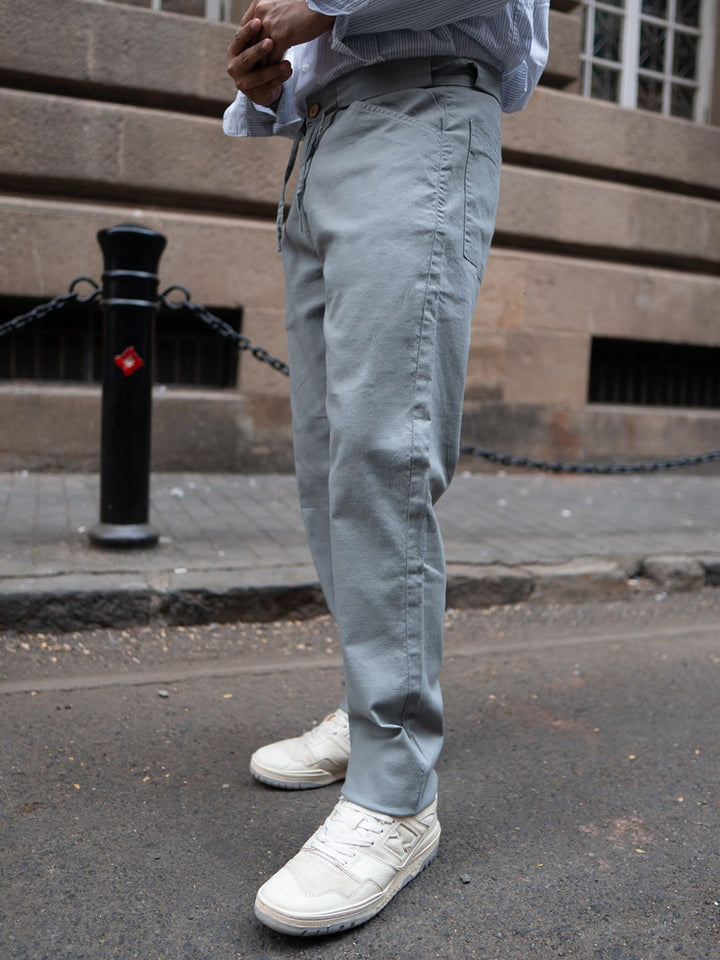 Powerlook Men Regular Fit Mid Rise Linen Trousers