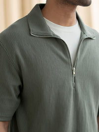 Powerlook Men Polo Collar Drop-Shoulder Sleeves T-shirt