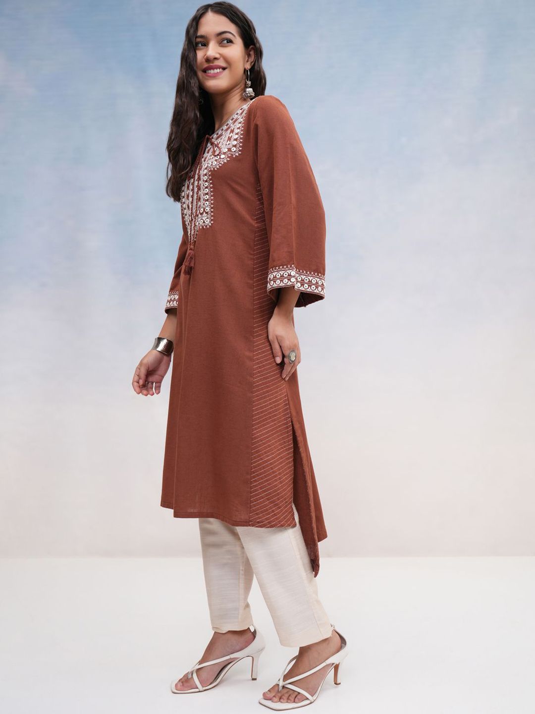 Vishudh Geometric Embroidered A Line Kurta