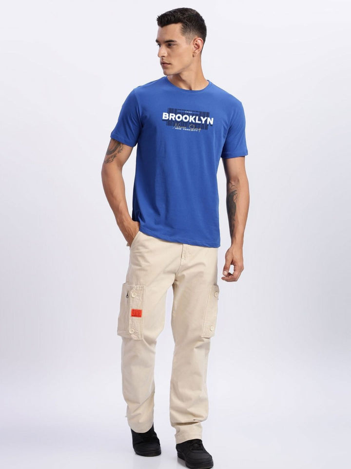 ADRO Typography Printed Round Neck Cotton T-shirt