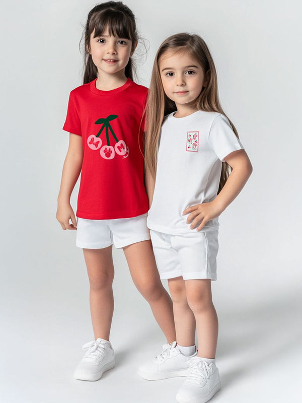 Nauti Nati Girls Pack of 2 Multi Disney Minnie Mouse Cherry Pop Printed T-Shirts