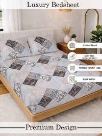 Myntra Elegant Homes Multicolor Geometric 300 TC King Double Bedsheet dengan 2 Sarung Bantal