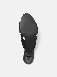 House of Pataudi Embellished Kitten Heeled Sandals
