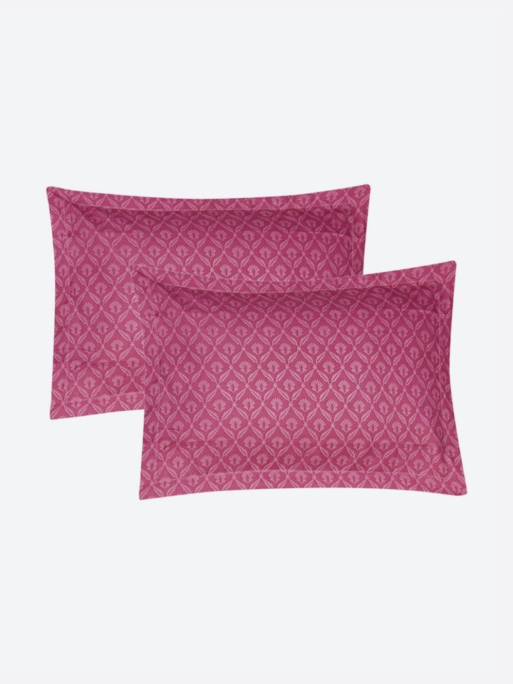 Monte Carlo Magenta & Bronze-Toned Floral Printed 144 TC King Bedsheet Set 1.85 m x 1.95 m