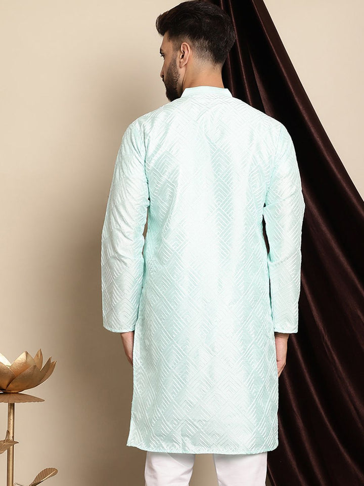 Kerja Benang Sulam Geometri Anouk Kurta Kolar Mandarin