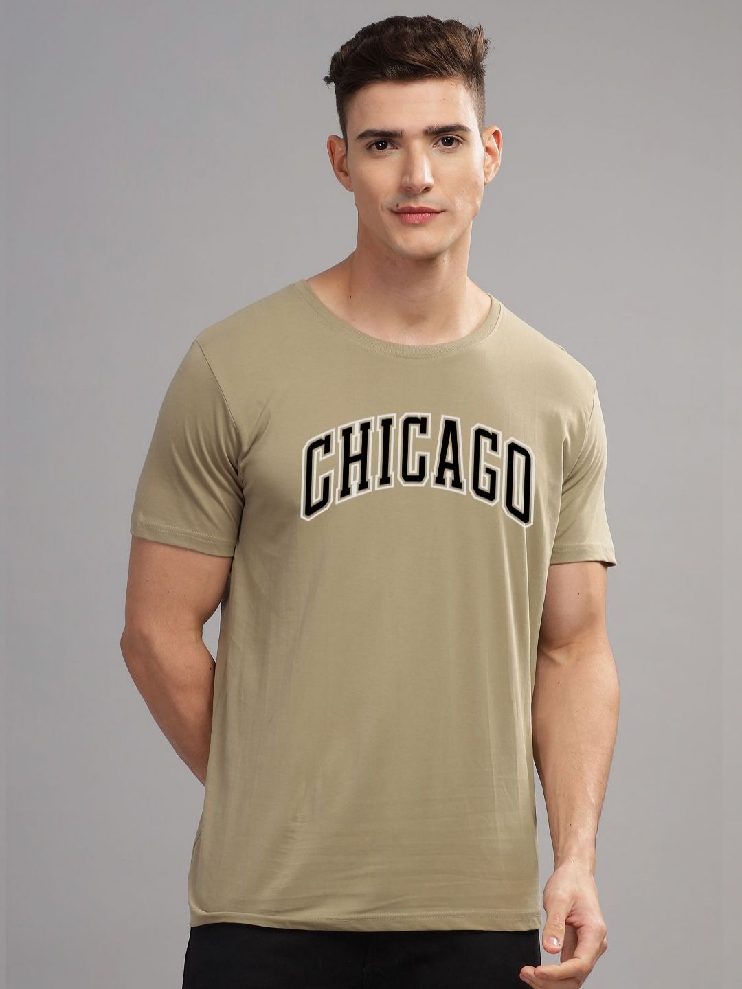 ADRO Men Typography Printed Applique T-shirt