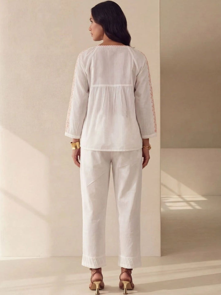 House of Chikankari Embroidered Ethnic Cotton Top