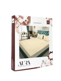 Aura Yellow & White Geometric Printed 300 TC King Bedsheet Set 2.5 x 2.25 m