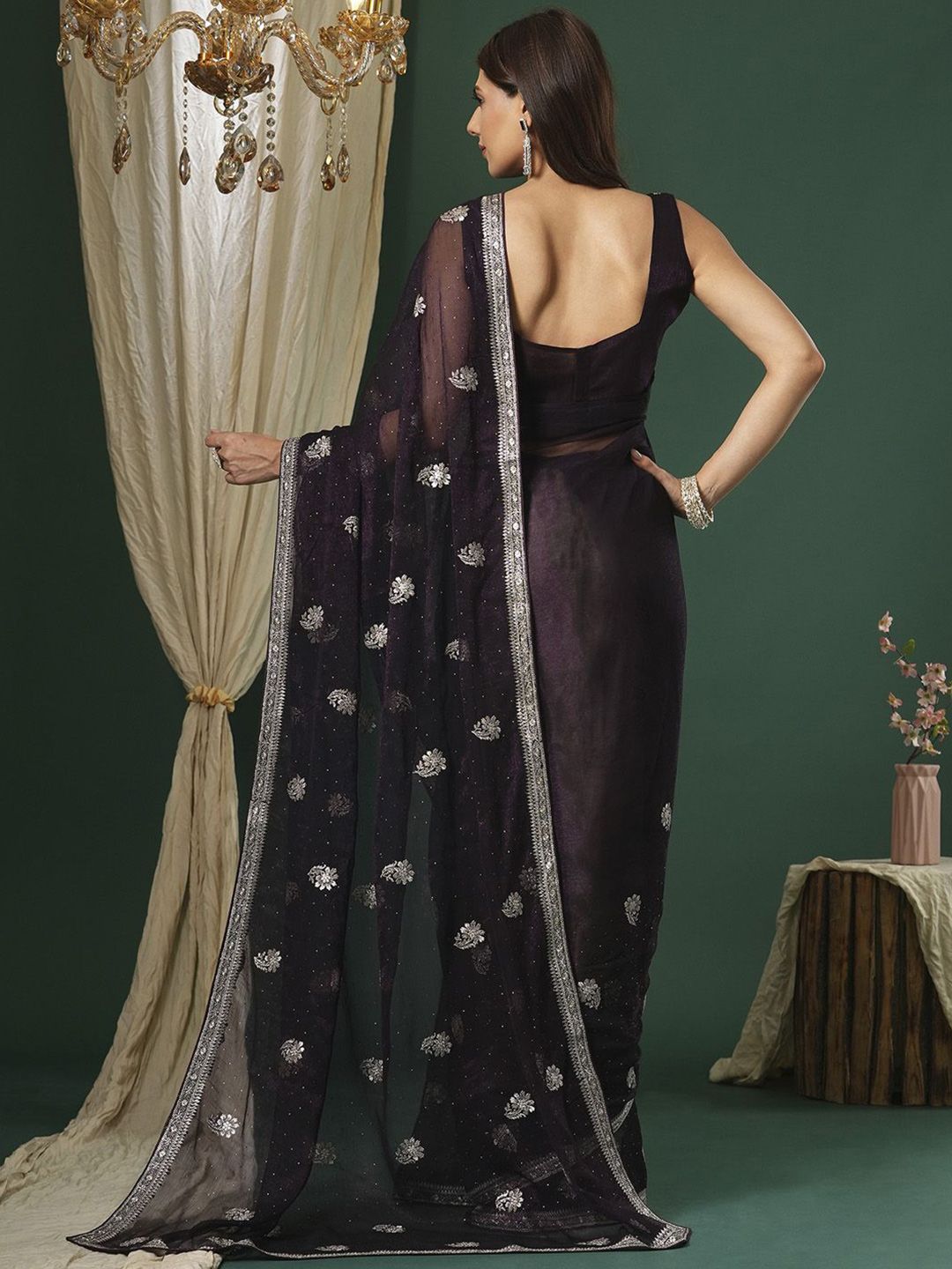 Saree mall Embellished Beads and Stones Designer Sarees