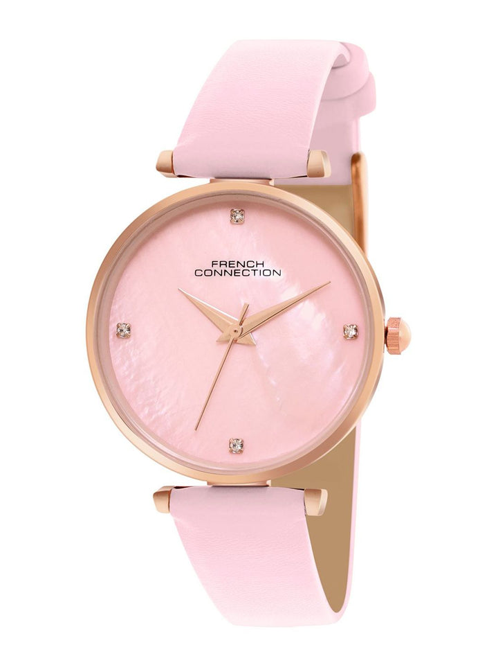 French Connection Women Mother of Pearl Dial & Leather Analogue Watch FCN0147PL