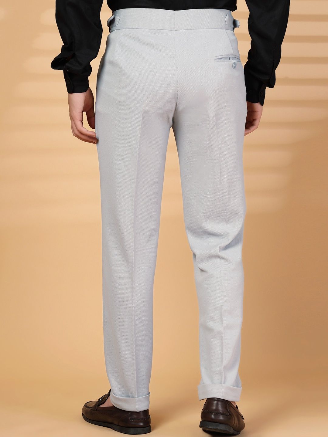 KLOTTHE Men Grey Lycra Formal Formal Trousers