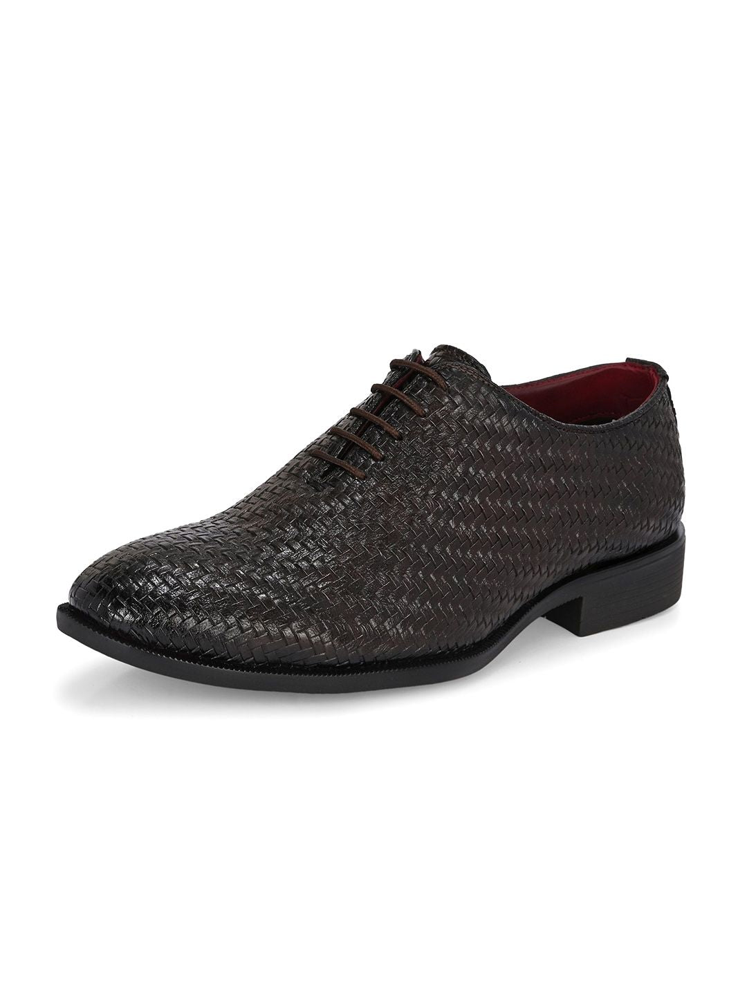 House of Pataudi Men Comfort Fit Textured Formal Derbys Shoes