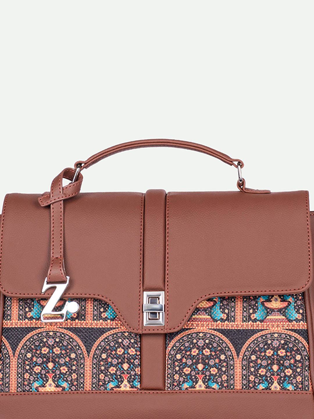 Zouk Peacock Motif Dicetak Satchel Struktur