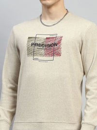 Monte Carlo Men Cotton Beige Round Neck Long Sleeves Printed Sweatshirt