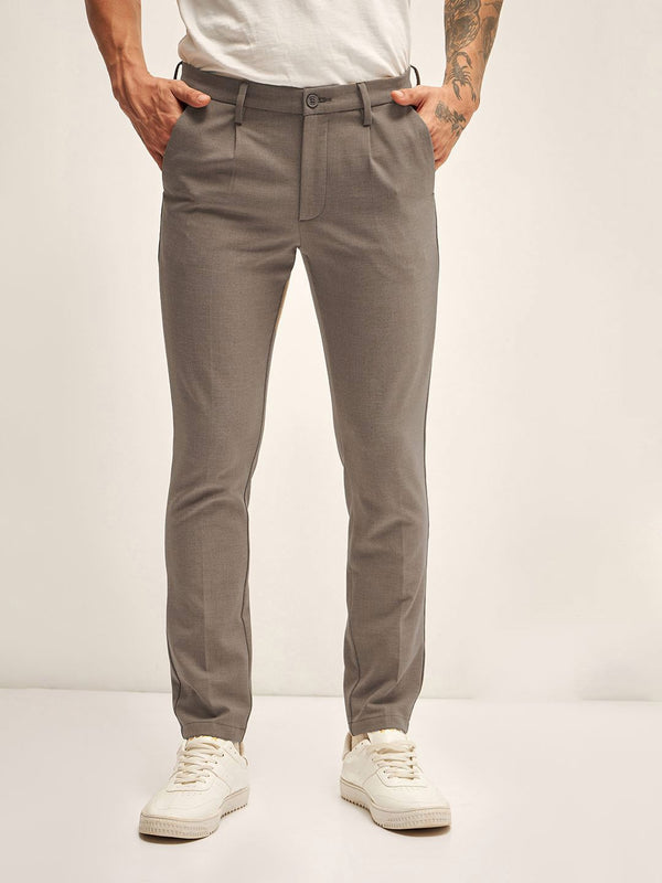 THE BEAR HOUSE Men Slim Fit Pleated Chinos Trousers