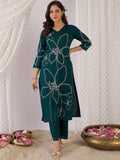 Indo Era Women Floral Embroidered Regular Thread Work Kurta with Palazzos