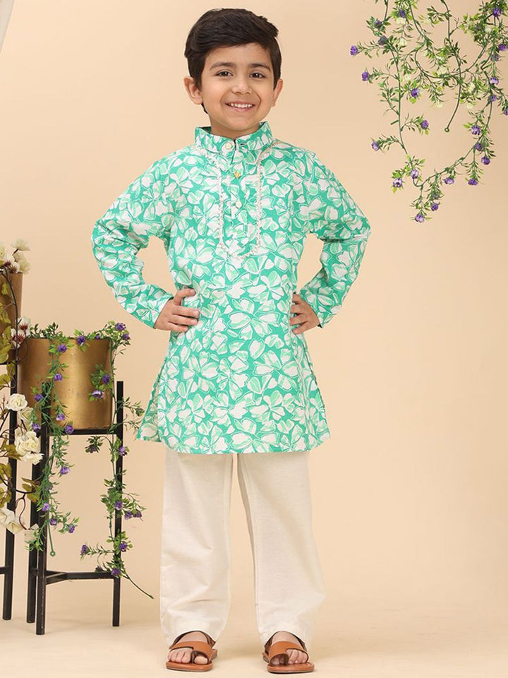 Cutiekins Boys Floral Printed Kurta with Pyjama