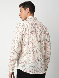 VASTRADO Men Classic Geometric Self Design Cotton Slim Fit Casual Shirt
