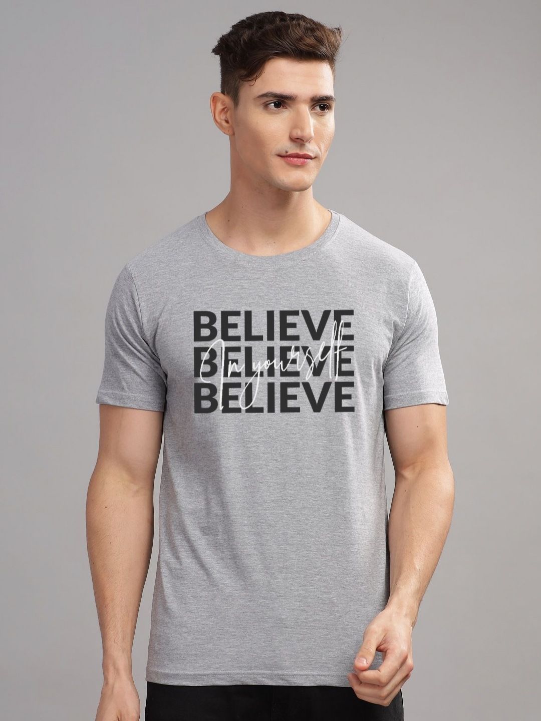 ADRO Pack of 3 Printed Round Neck Cotton T-shirt