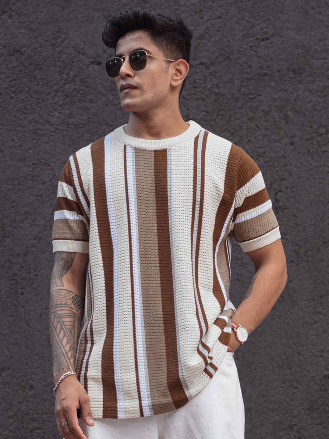 Powerlook Men Striped T-shirt