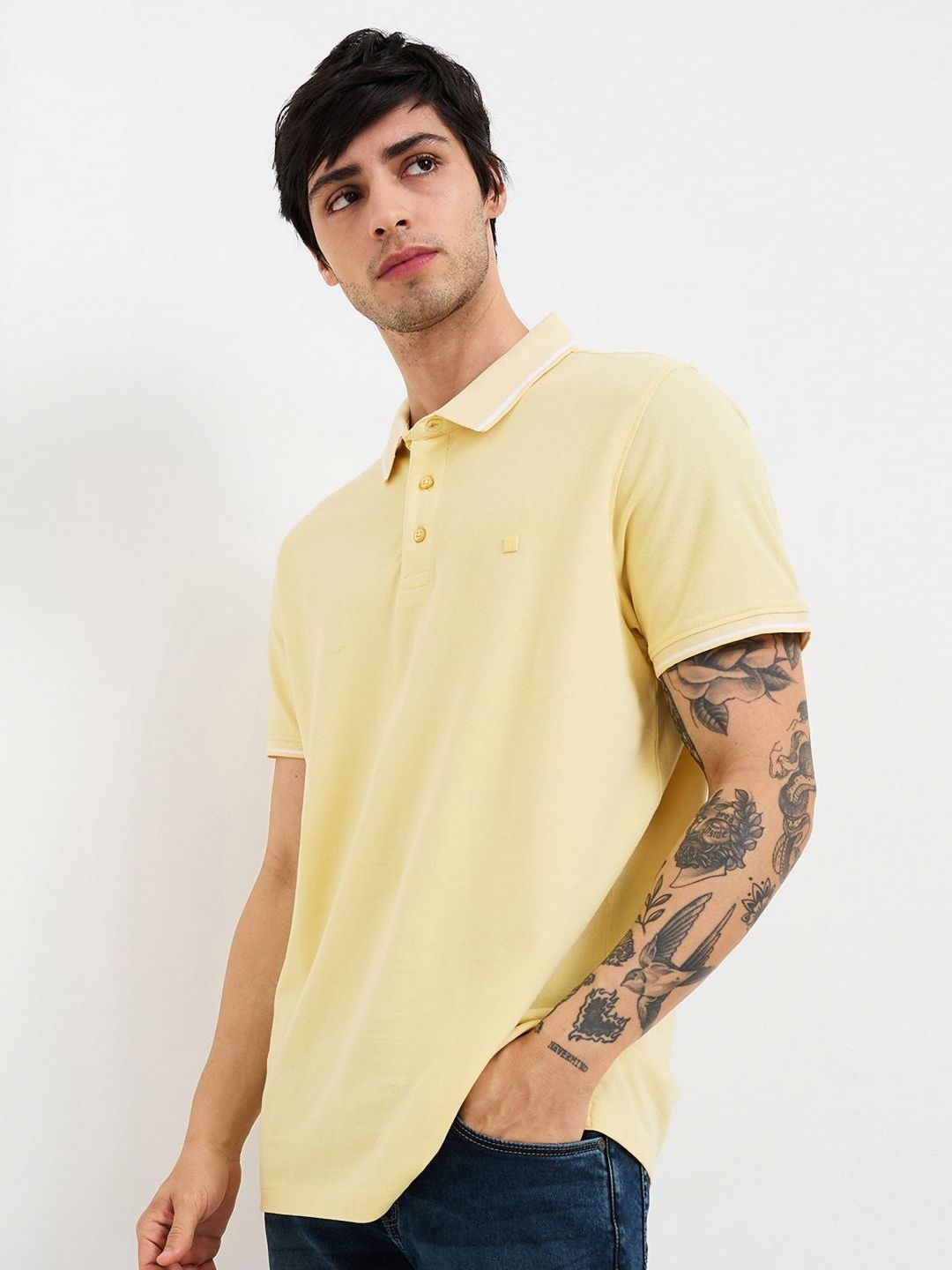 SPYKAR Men Solid Polo Collar Cotton T-shirt