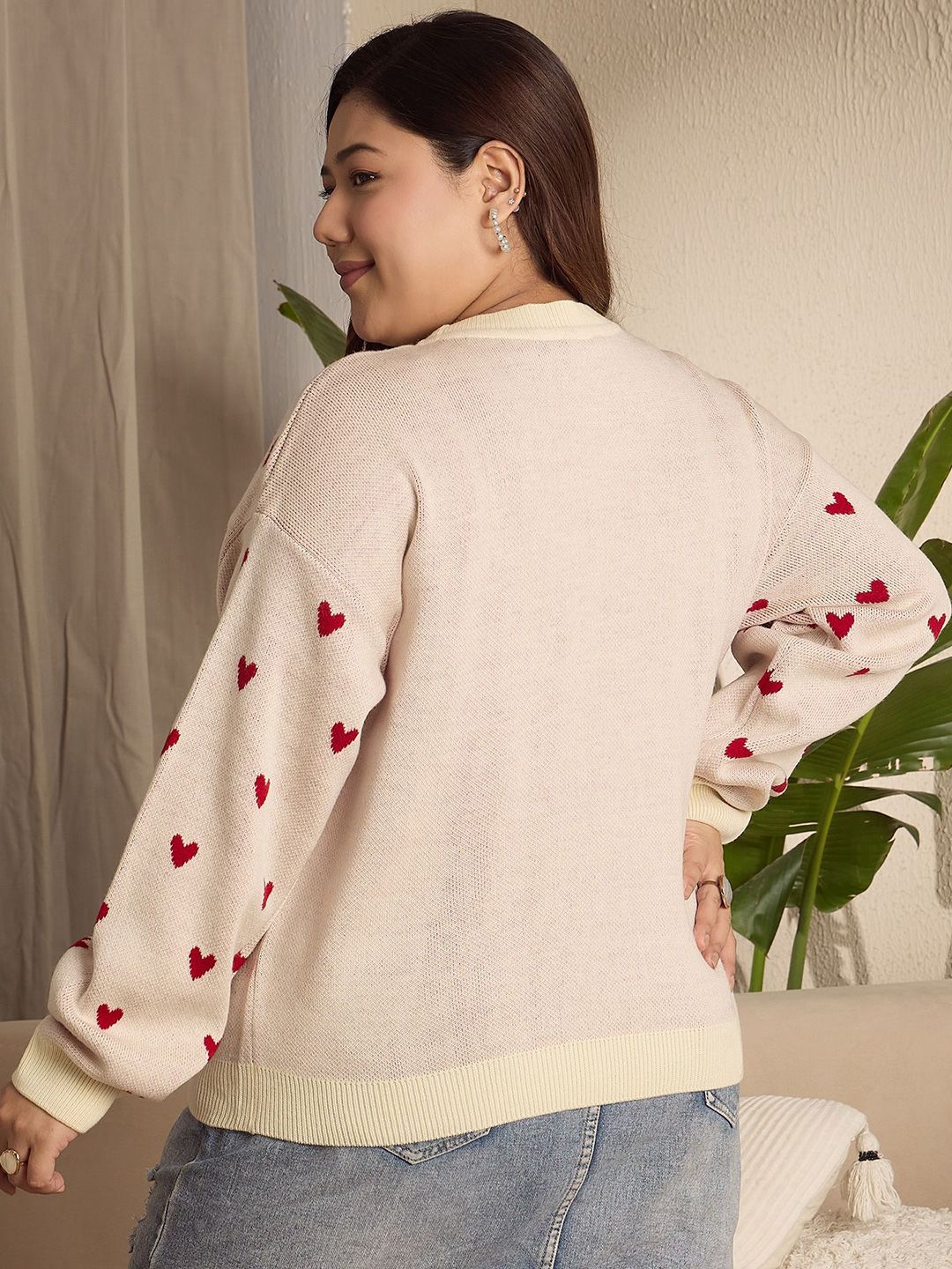 Berrylush Curve Women Conversational Self Design Pullover