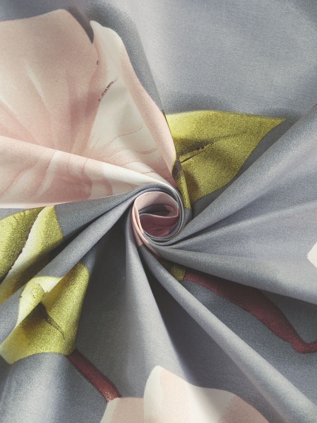 KLOTTHE Grey Floral Fitted 300TC King Superfine 7D Cadar & 2 Sarung Bantal-2.50mx2.25m