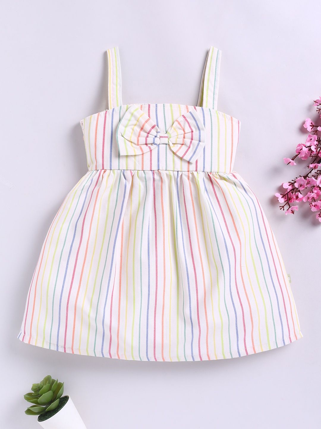 Moms Love Infant Girls Striped A-Line Dress