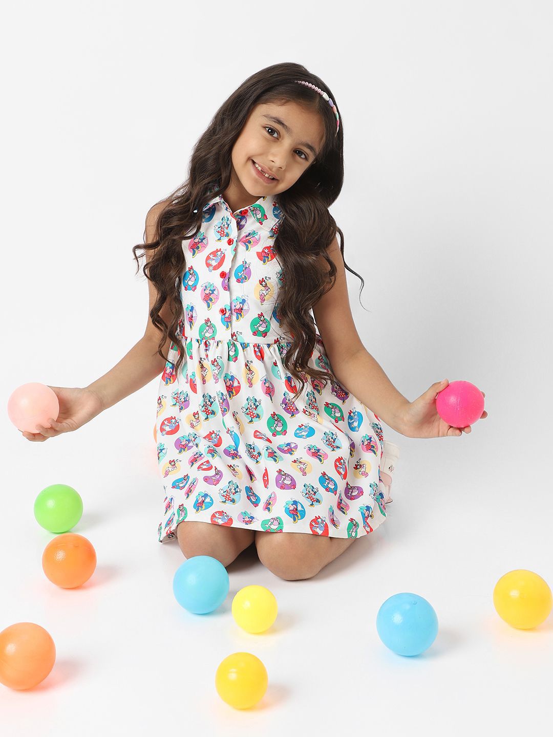 NautiNati Girls Disney Minnie & Daisy All-Over Print Shirt Dress