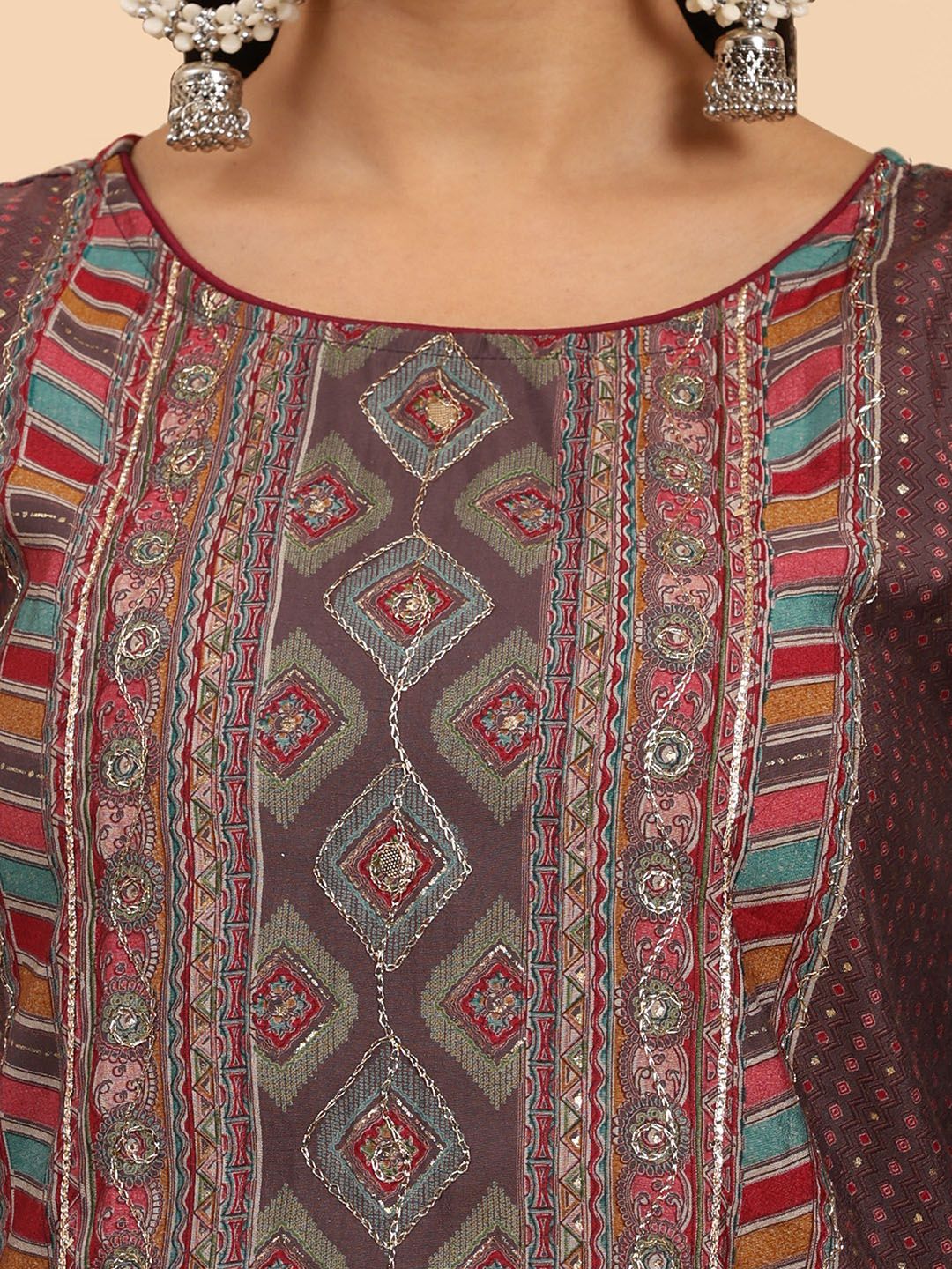 Mamicha Women Floral Embroidered Regular Pure Cotton Kurta with Palazzos & With Dupatta
