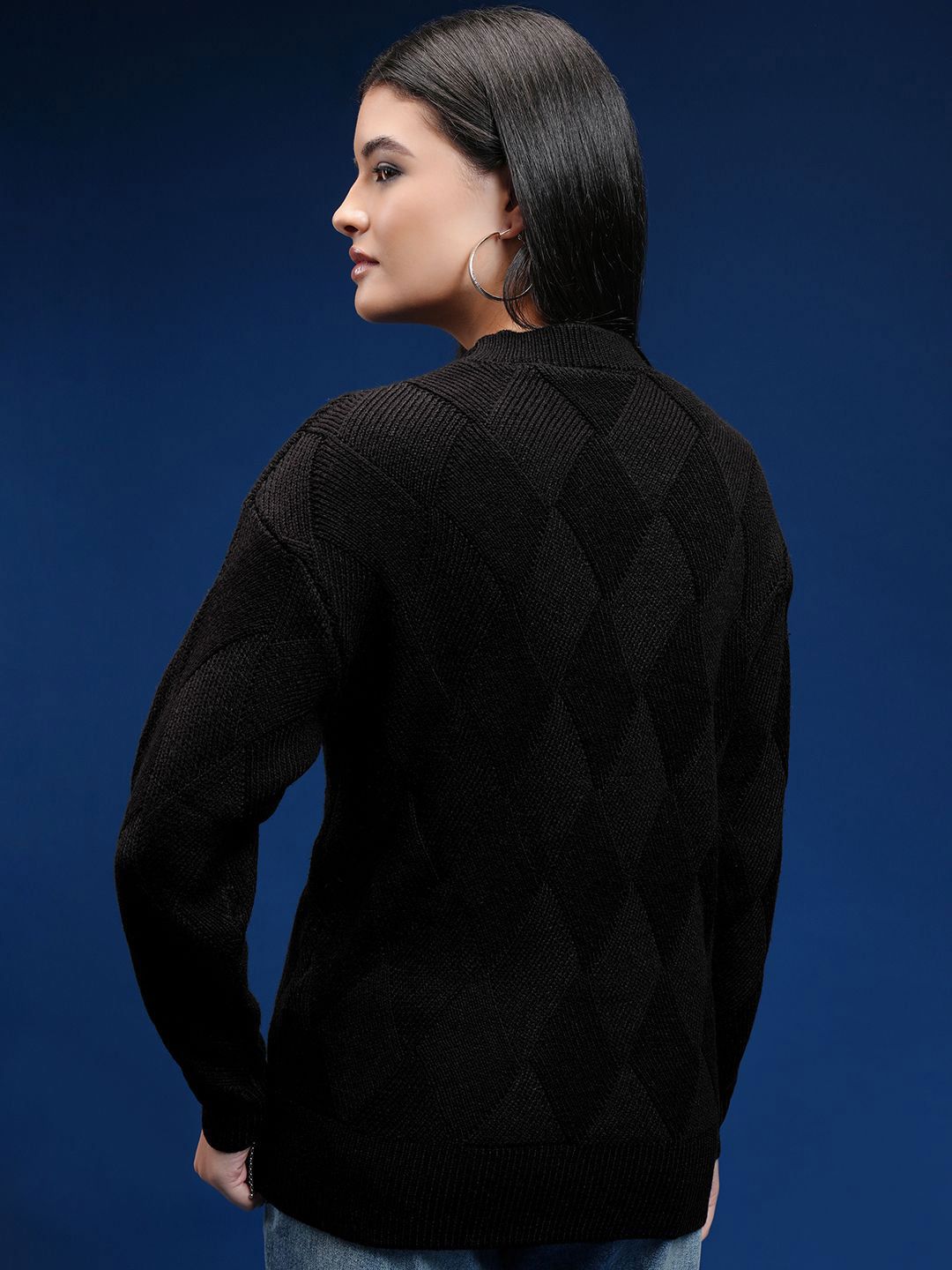 Tokyo Talkies Women Cable Knit Self Design Pullover