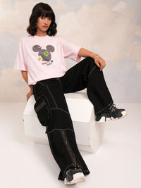 Tokyo Talkies Women Mickey Mouse Printed Boxy Tshirt